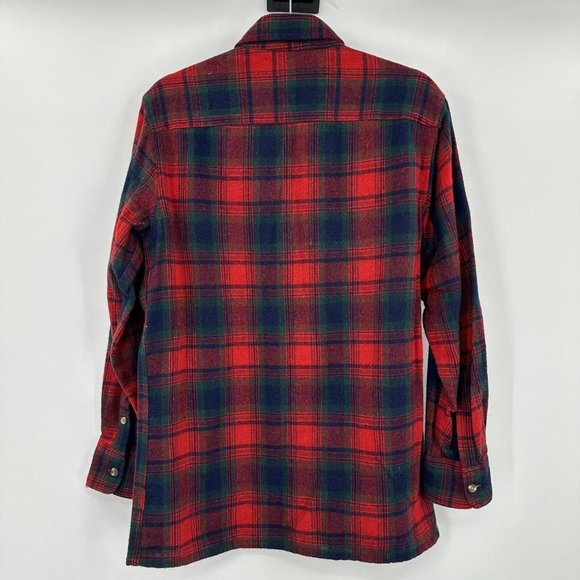 Greenbriar Red Green Christmas Long Sleeve Wool Blend Button Front Shirt Sz Med - Picture 6 of 9